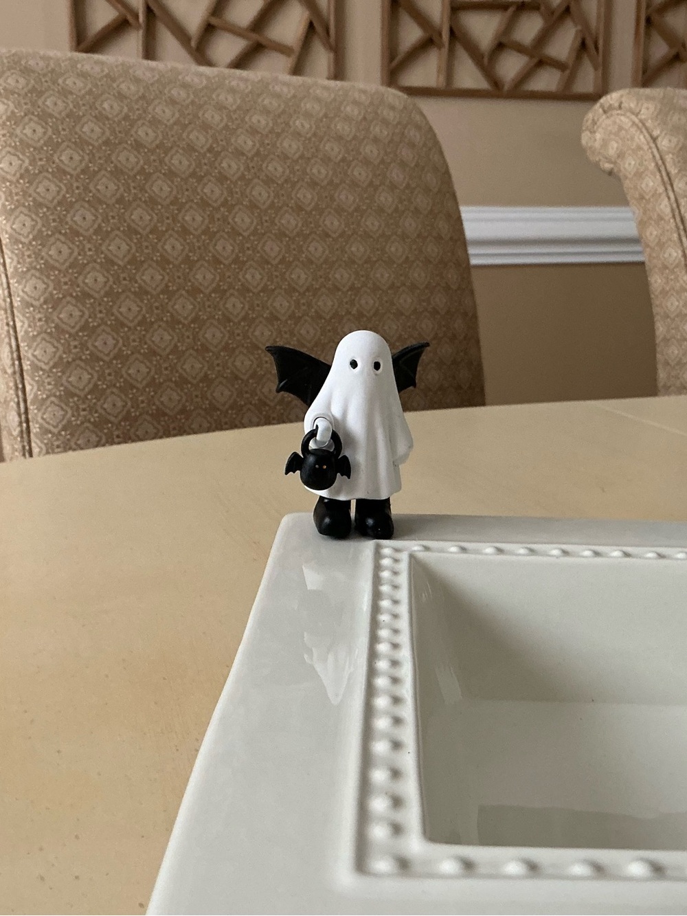 Little Ghost With Bat Wings Trick or Treater Platter Decoration 🦇